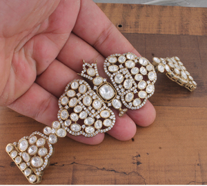 Wholesale Traditional Polki Bracelet 925 Sterling <b>Silver</b> Gold Plated Kundan Style <b>Choker</b> Manufacturer Luxury Bridal Jewelry - Product Image 5