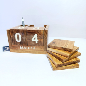Bàn Bằng Gỗ Lịch Set Với Chủ Bút Và Uống Đế Lót Ly Làm Từ Cao Cấp Xoài Gỗ Cho Phong Cách Văn Phòng Bảng Trang Trí Nội Thất - Product Image 4