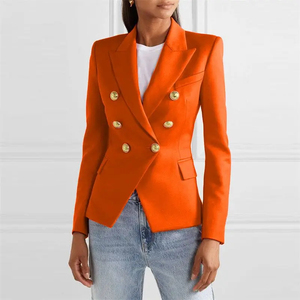 Blazer Cruzado Personalizado para Mujer, Corte Entallado, Formal, para Oficina, Chaqueta de Manga Larga, Abrigo de Moda con Botones Metálicos, Servicio OEM - Product Image 3