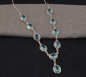 Pendentif ovale en topaze bleue, argent sterling 925, pierre de naissance de décembre, cadeau pour femme, pendentif élégant - Product Image 3
