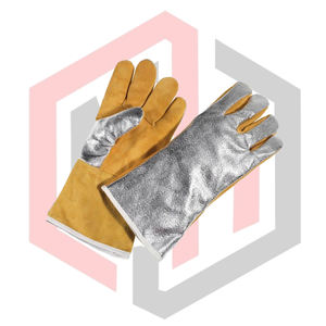 Guantes de Soldadura Resistentes al Calor, Aluminizados, de Cuero, Resistentes al Fuego, Textura Lisa, Resistentes a Desgarros, Antivibración, 7 oz, Sin Silicona - Product Image 3