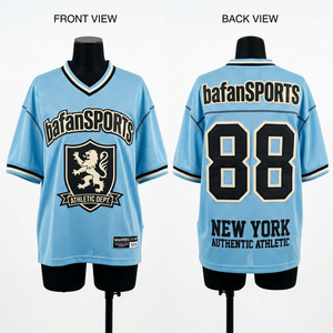 Maillot de football en coton polyester premium 280 GSM, aspect denim bleu, logo en twill, pour femme - Product Image 6