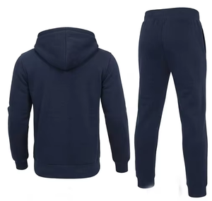 Conjunto Deportivo Azul Marino para Hombre, Talla Grande, Sudadera con Capucha y Cierre Completo, Pantalones Casuales con Estampado de Leopardo, Transpirable - Product Image 3