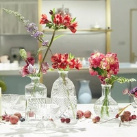 Set 3 6 12 Vases à bourgeons de table Art déco européen de luxe Petite bouteille transparente Boule carrée pour mariage Décoration de Noël Centres de table