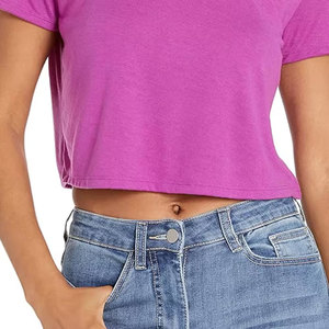 T-shirt d'été 2025 pour femme, décontracté, uni, 100% coton épais et respirant, coupe courte et classique, col rond, manches courtes, personnalisable - Product Image 6