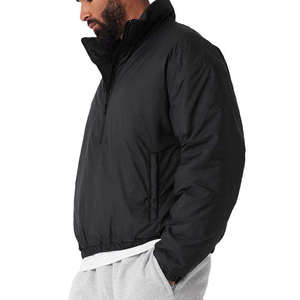 Veste coupe-vent noire pour homme à col montant, manches longues, couleur unie, décontractée, pour l'automne, coupe régulière, en polyester - Product Image 3