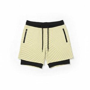 Shorts de bain pour hommes à sublimation 2-en-1, imprimé texturé, pour la plage et l'entraînement, avec poche zippée et doublure de compression - Product Image 1