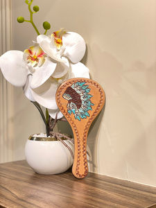 Espejo de maquillaje de bolsillo de cuero genuino para mujer, espejo de mano con estilo occidental, espejo de diseñador Vintage, regalo perfecto para ella - Product Image 4