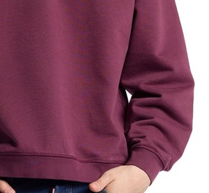 Sudadera de Cuello Redondo Color Borgoña para Hombre, 100% Algodón, Felpa Francesa, Corte Holgado, Estilo Casual, Color Sólido, Ecológica, para Invierno - Product Image 6