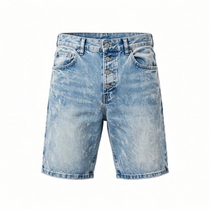 Pantalones Cortos Bermuda de Mezclilla Lavada 100% Algodón para Hombre, Cintura Media, Cierre de Botones, Estilo Casual con Bolsillos, Tejido de BD - Product Image 4
