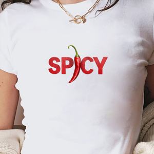 T-shirt court SPICY en lettres rouges ardentes et audacieuses pour femmes - Product Image 2