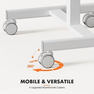 Scrivania Mobile per Laptop con Ruote Bloccabili, Altezza Regolabile, Tavolo per Computer Bianco per Casa e Ufficio - Product Image 4