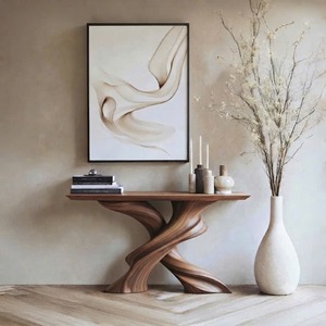 Handmade Natural Solid Wood <b>Table</b> Modern Home Living Room Entrance <b>Table</b> Curved Solid Wood <b>Console</b> <b>Table</b> - Product Image 2