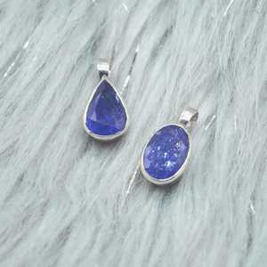Élégant pendentif de fiançailles en Tanzanite, argent sterling 925, serti clos, pierre précieuse vintage ovale ou en forme de goutte, collier bleu, cadeau - Product Image 4