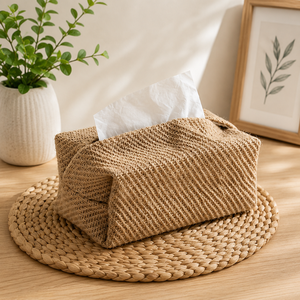 Caja de pañuelos ovalada contemporánea, ecológica, hecha a mano, 100% yute natural, con cubierta trenzada, nombre personalizado, decoración para el hogar y hoteles. - Product Image 3