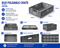 Caisse logistique pliable en plastique recyclable UGET en PP, conteneur de stockage et de transport pharmaceutique