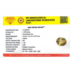 Certified Natural Citrine 8.75 Carat Fine Yellow-Orange Gemstone for Jewelry Making - Product Image 4