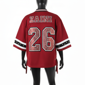 Camiseta de Fútbol Femenina, Calidad GSM, 100% Algodón, Malla Suave al Tacto, Color Rojo Sólido con Panel en Contraste, Logotipo Personalizado en la Parte Delantera - Product Image 2