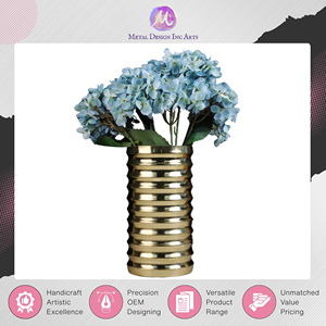 Jarrón de Flores Cilíndrico Grande de Aluminio Dorado Impresionante, 100% Compromiso de Calidad, para Decoración del Hogar, a Bajo Precio en Oferta - Product Image 3