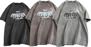 เสื้อยืดสตรีทแวร์ผู้ชายไซส์ใหญ่ลายกราฟิก Y2K สีดำวินเทจผ้าฝ้ายแบบซักแล้ว ขายส่ง รับผลิตแบบ OEM - Product Image 4