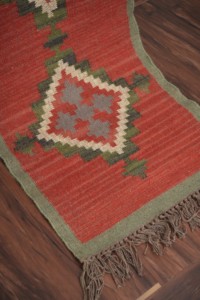Custom Handloom Wool Kilim <b>Runner</b> Rug Bohemian Tribal Diamond Pattern Rust Orange Decorative <b>Long</b> <b>Hallway</b> Area Floor Carpet - Product Image 5