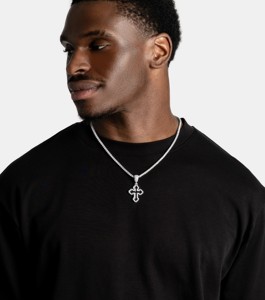 Silver Plated Cross Pendant With Crystal Rhinestones Men's Hiphop Jewelry Fashion Pendants Charm Gift - Product Image 2