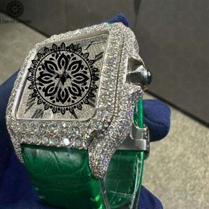 Montre de luxe pour homme Charm avec diamants, bracelet en acier inoxydable vert, mouvement mécanique, cadran lumineux 38 mm, date automatique, étanche 10 bars - Product Image 2