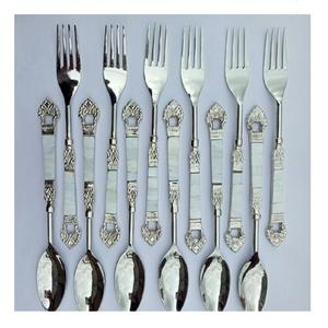 Cucharas y Tenedores de Metal con Acabado de Níquel, Cubiertos Decorativos para Mesa, Utensilios de Cocina, Suministro de India - Product Image 2