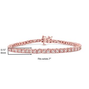 Bracciale Tennis in Argento Sterling 925 con Diamanti Taglio Rotondo Sfaccettato Miracolosamente Incastonati (1.0 carati totali, Colore I-J, Purezza I3) - Product Image 6