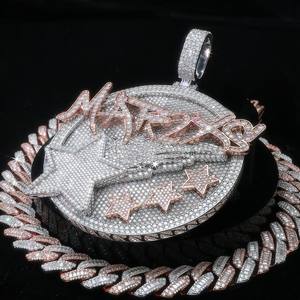 Colgante de Letra Personalizado VVS Moissanita para Hombre, con Certificado de Diamante, Plata 925 Bañada en Rodio, Joyería Iced Estilo Hip Hop - Product Image 1