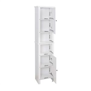 15.75 X 11.81 X 66.93 Inch Living Room Wooden Cabinet with 6 Shelves and 2 Doors for Bathroom Floor Storage - Product Image 5