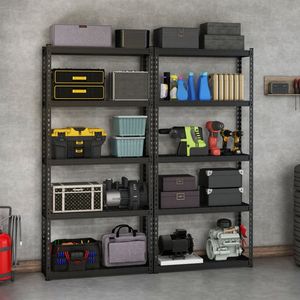 Étagères de garage en métal à 5 niveaux réglables en hauteur avec coussinets antidérapants Solution de stockage facile à installer - Product Image 6