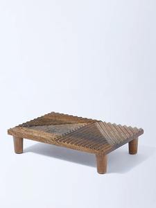 Base Elevadora Ranurada de Madera de Mango Pulida Estilo Antiguo - Decoración del Hogar Personalizable con Temática de Imitación Antigua - Product Image 2