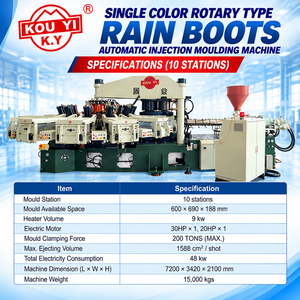 Máquina de moldeo por inyección rotativa de 10 estaciones de un solo color para la fabricación de botas y zapatos para la lluvia - Product Image 5