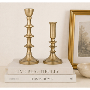 Handmade Antique Brass Taper Candle <b>Holder</b> Set of 2 Luxury Gold Metal <b>Candlestick</b> Stand for Wedding Hotel Tabletop Accents - Product Image 4
