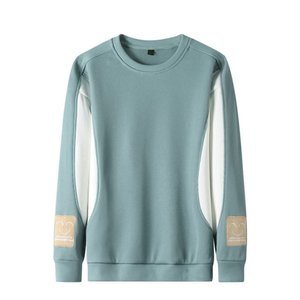 <b>Men</b> Crew Neck Sweatshirt Regular Fit Solid Color Knitted Cotton <b>Pullover</b> Casual Wear Autumn Style - Product Image 5