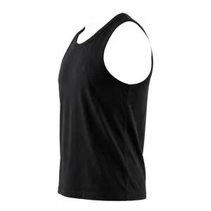 <b>Men's</b> <b>Black</b> Sleeveless <b>Tank</b> <b>Top</b> O-Neck Casual Eco-Friendly 100% Polyester Knitted Solid Color Plain Dyed Style - Product Image 4