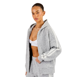 Women's Full Zip Hooded Tracksuit Set Relaxed Sleeve Top <b>Cuffed</b> <b>Jogger</b> Trousers Elastic Drawstring Waist Two Piece Casual Outfit - Product Image 4