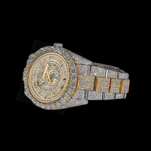 Reloj de Lujo KG Square Jewels, Mecánico, Estilo Hip Hop, con Cristales, Esfera Redonda de Acero Inoxidable, Correa de 20 mm, Cierre de Mariposa de 40 mm, Nuevo - Product Image 1