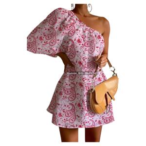 Vestido de Noche de Algodón con Estampado Artesanal, de un Solo Hombro y Manga Abullonada, para Boda, Novedades Primavera 2026 - Product Image 6