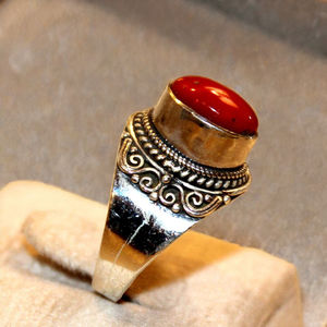 Gran oferta, anillo de piedras preciosas de Coral rojo hecho a mano, exquisita BANDA DE PLATA 925 personalizada para fiesta, regalo de joyería de moda para mujer con opción OEM - Product Image 1