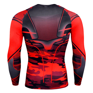 เสื้อแรชการ์ดผู้ชาย สีดำ-เขียว พิมพ์ลายด้วยเทคนิค Heat-Transfer ป้องกันรังสียูวี UPF50 แห้งเร็ว ผ้ายืดกระชับ แขนยาว ผลิตจากผ้าสแปนเด็กซ์และโพลีเอสเตอร์ - Product Image 5