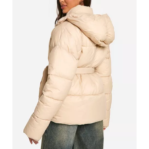 Chaqueta de plumón acolchada con capucha para mujer, cálida, de invierno, con cremallera, logotipo personalizado, informal, cortavientos, para exteriores - Product Image 2