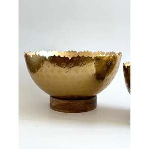 Nouveau Bol Métallique Élégant avec Base en Bois, en Acier, pour la Cuisine Domestique et les Fêtes, Idéal pour Servir la Soupe - Product Image 2