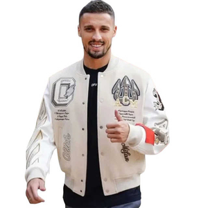 Wholesale Custom Black Wool Red Leather Sleeve Varsity <b>Jacket</b> Baseball Letterman Sportswear <b>Mens</b> Team <b>Jacket</b> - Product Image 1