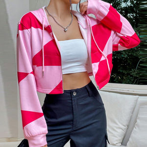 เสื้อฮู้ดดี้ผู้หญิง แขนยาว ซิปหน้า มีเชือกผูก ปักลาย 3 มิติ ผ้าสโตนวอชท์ ทอแบบพิเศษ ผ้าฝ้าย 100% คุณภาพสูง - Product Image 2