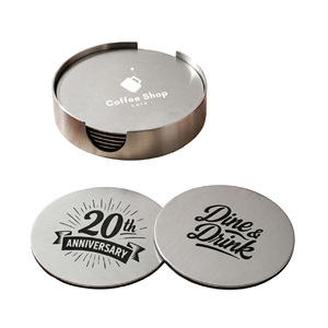 Ensemble de sous-verres personnalisés réutilisables écologiques modernes en acier inoxydable avec support pour les fournitures de bar et l'équipement de restaurant - Product Image 1