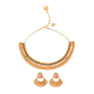 Rose Gold Plated Oxidized Polish Finish Nova Mart Nayanthara Inspired Ghungroo Necklace and Earring Set - Product Image 3