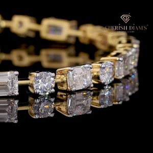 Bracelet tennis en diamants de laboratoire en or jaune 18 carats avec certification IGI, 16,94 carats, couleur F, clarté VVS, pour femme - Product Image 1