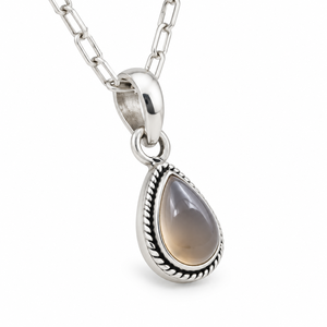 Collier pendentif en argent sterling 925 avec quartz fumé en forme de larme, bordure en corde, bijoux vintage faits à la main pour femmes, vente en gros - Product Image 2